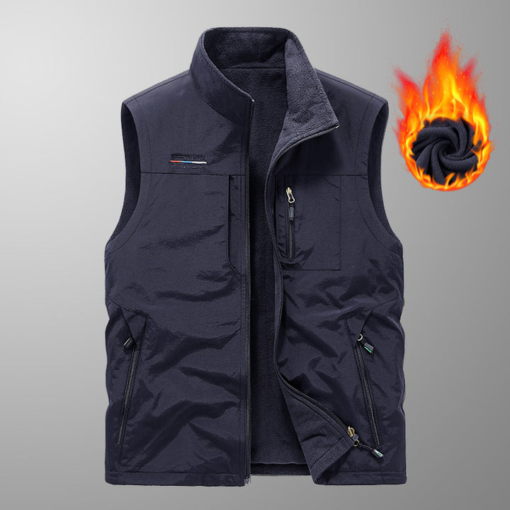 Herren gefütterte Thermo-Weste mit Fleece-Innenfutter, winddichter Außenlage und multiplen Reißverschlusstaschen Drune