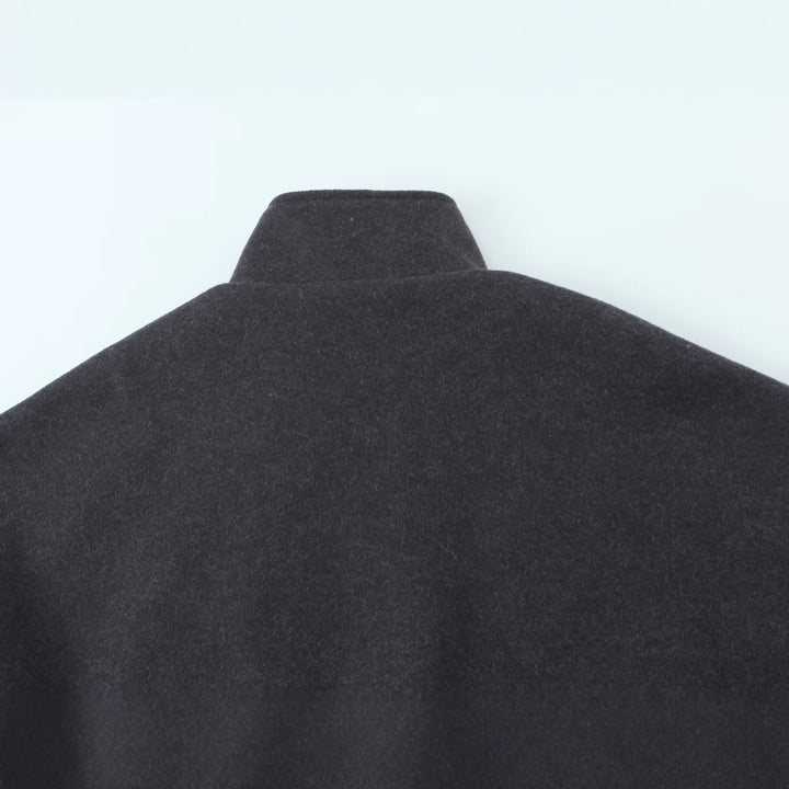 Damen Kurz geschnittene Wollblousonjacke mit Stehkragen, Druckknopfleiste und elastischem Saum Drune