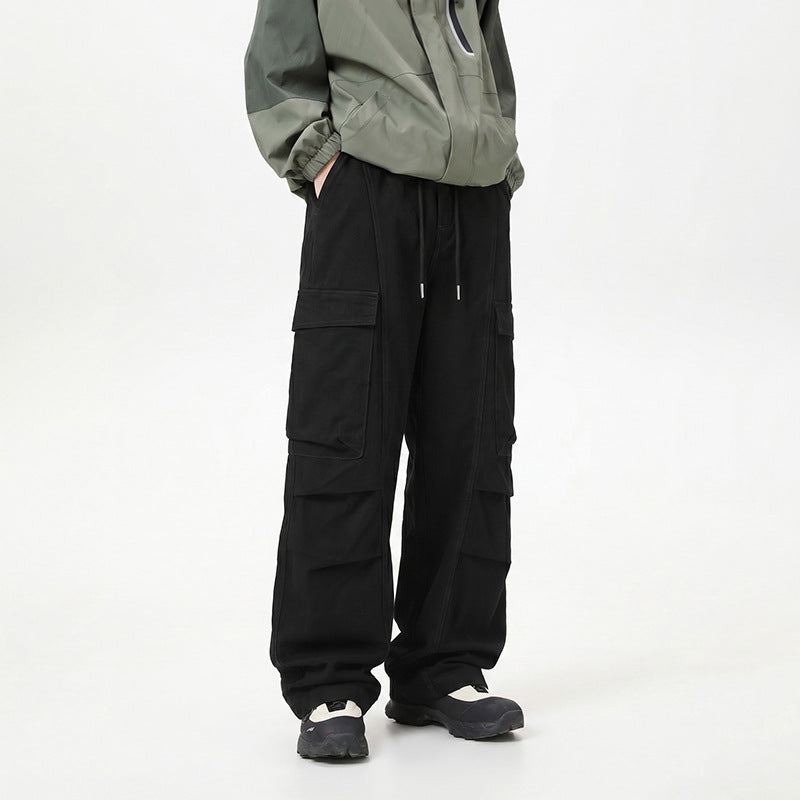 Herren Baggy-Cargo-Hose mit tiefem Schritt, Oversized-Silhouette und aufgesetzten Utility-Taschen Drune