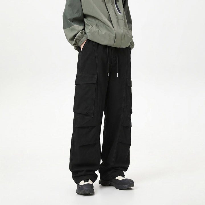 Herren Baggy-Cargo-Hose mit tiefem Schritt, Oversized-Silhouette und aufgesetzten Utility-Taschen Drune
