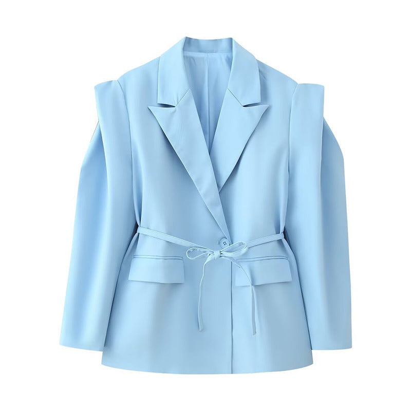 Damen modischer Blazer mit taillierbarem Gürtel und oversized Schnitt Drune