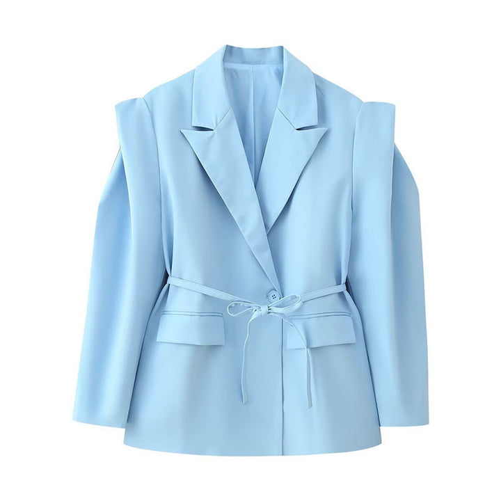 Damen modischer Blazer mit taillierbarem Gürtel und oversized Schnitt Drune