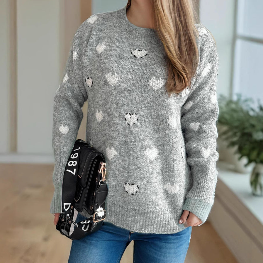Damen Pullover mit verspieltem Herzdesign und weicher Struktur Drune