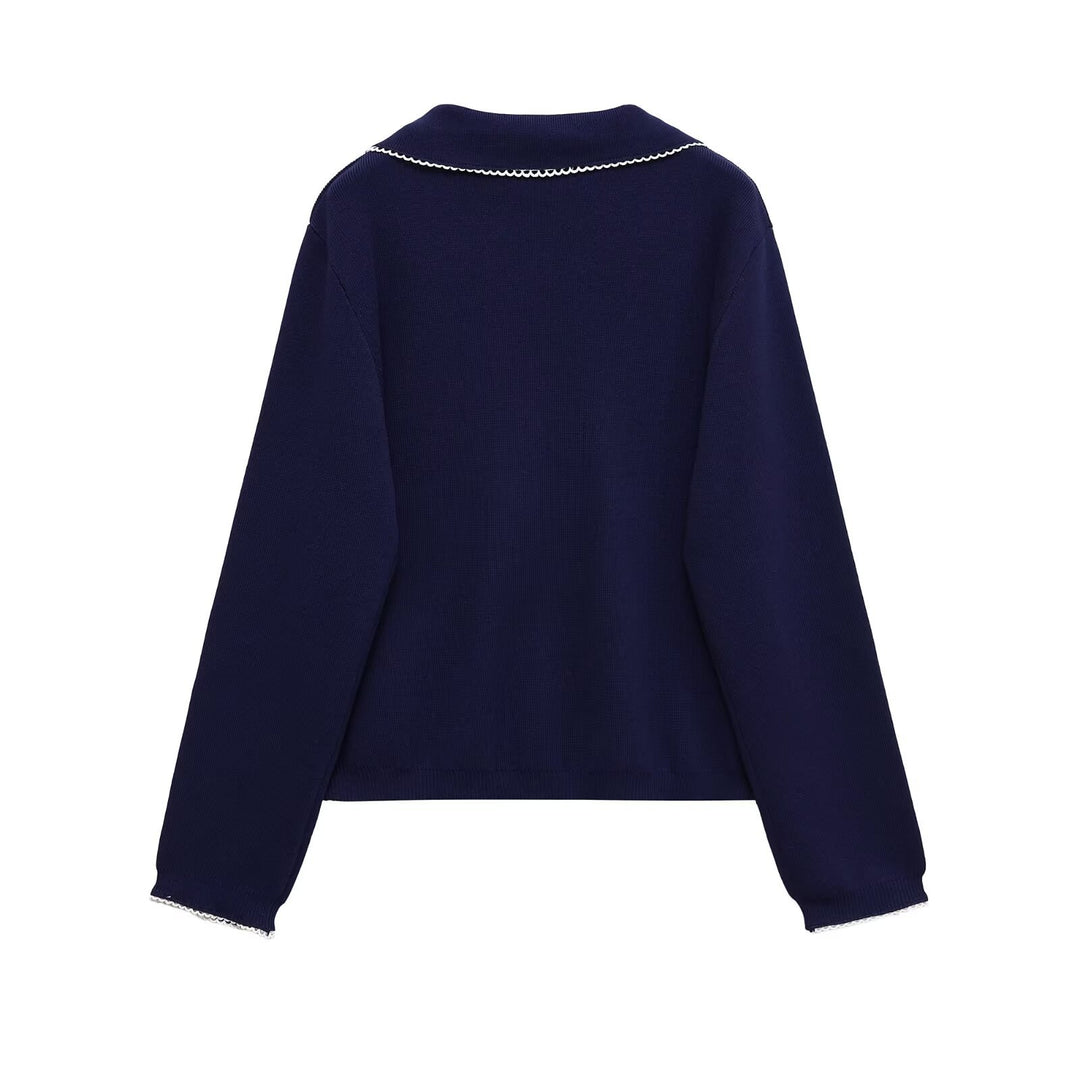 Damen Strickjacke mit dekorativem Kragen und Knopfverschluss Drune