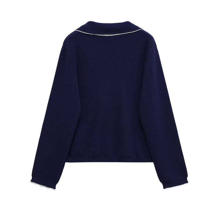 Damen Strickjacke mit dekorativem Kragen und Knopfverschluss Drune