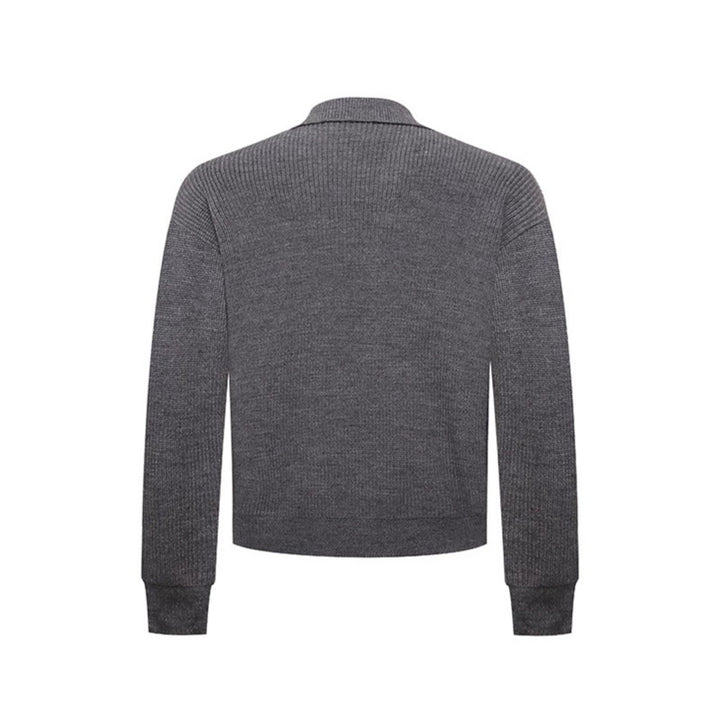 Herren Doppelreihige Strickcardigan mit Hemdkragen und Rippbündchen Drune