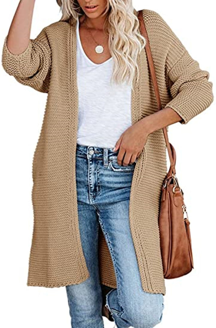 Damen Langer Strickcardigan mit offenen Fronten und lässigem Schnitt Drune