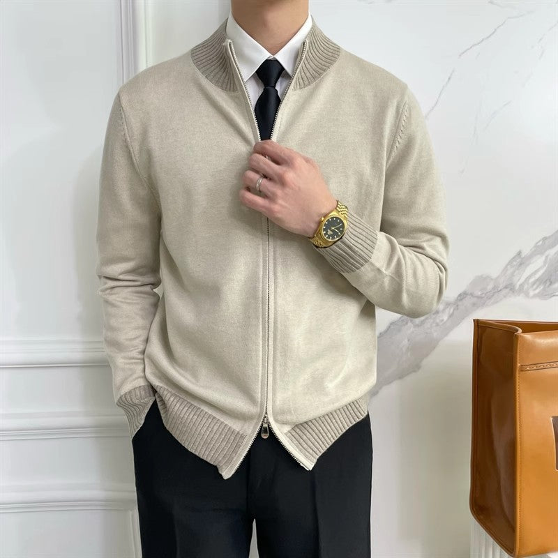Herren Elegante Strickjacke mit Stehkragen und Reißverschluss Drune