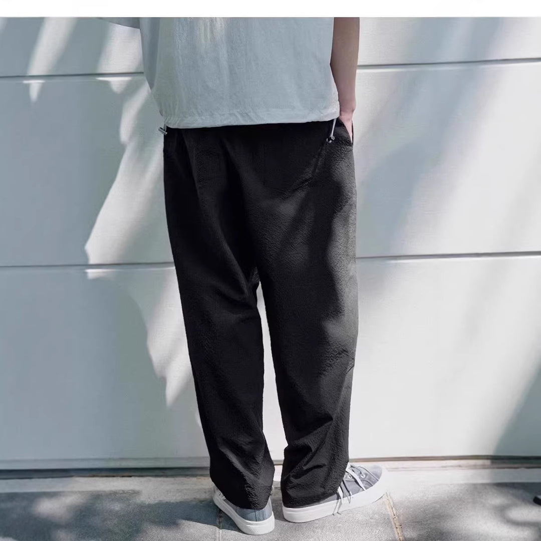 Herren Texturierte Jogginghose mit elastischem Bund Kordelzug und tapered Bein Drune