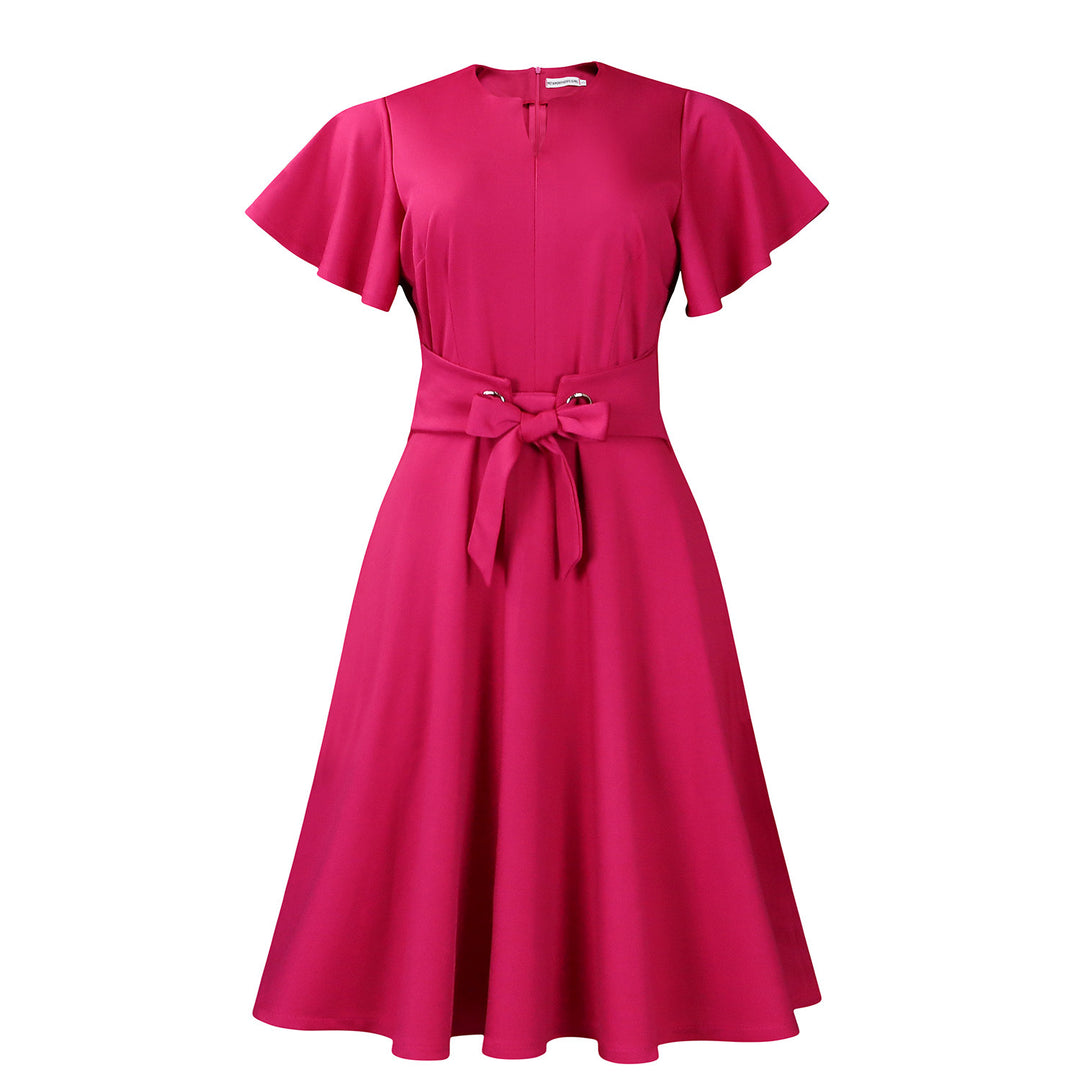 Damen Sommerliches Wickelkleid mit legerem Schnitt und Taillengürtel Drune