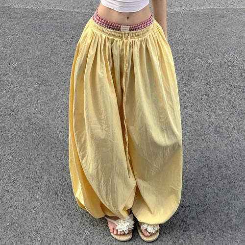 Damen Luftige Sommerhose mit Gummizug und Kordelzug Drune