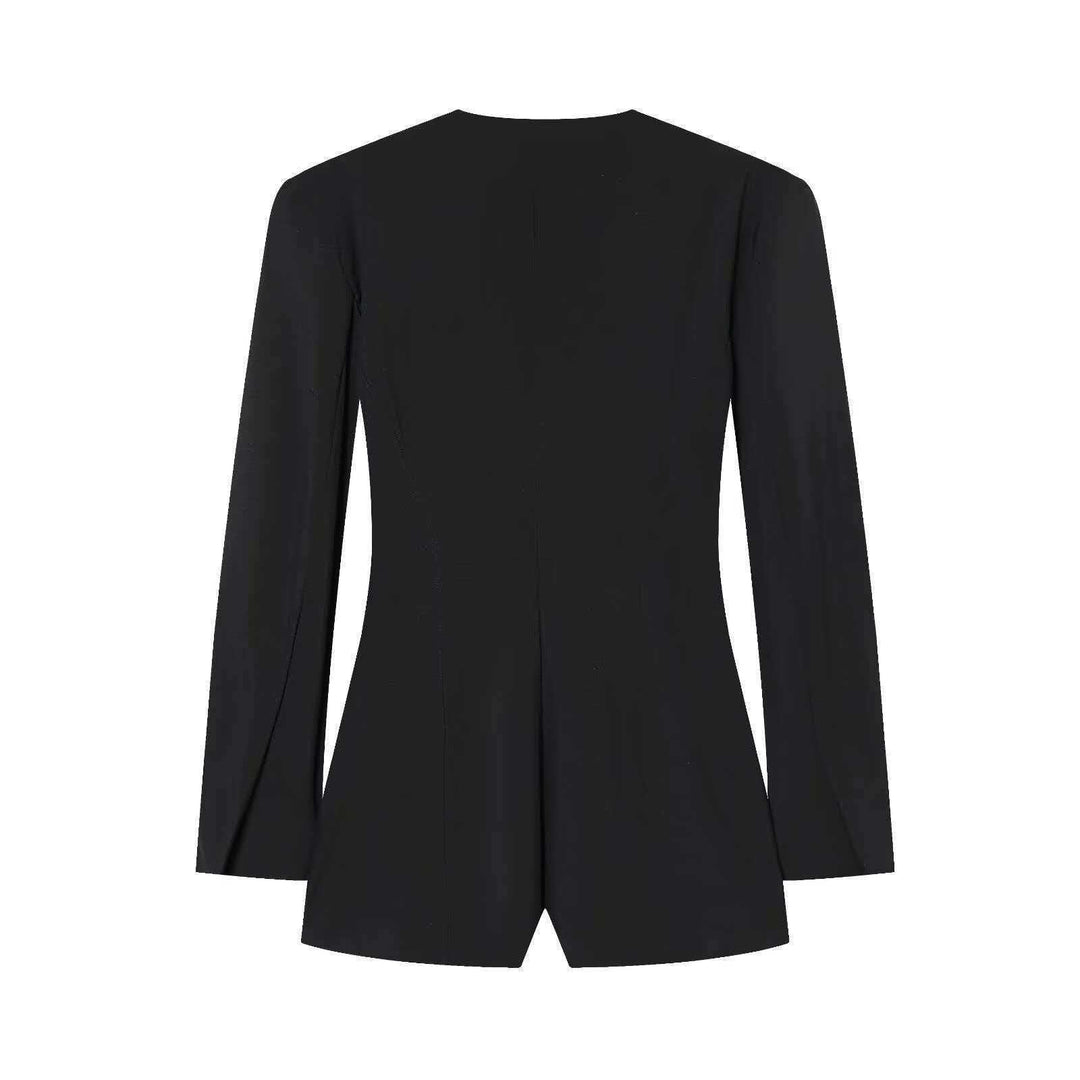 Damen Blazerjacke mit elegantem V-Ausschnitt und modernen Knopfdetails Drune