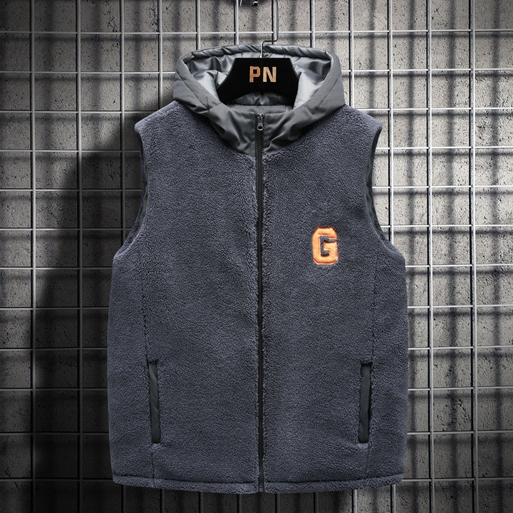 Herren Teddy-Fleece-Weste mit Stehkragen, Reißverschluss und aufgesetzten Taschen Drune