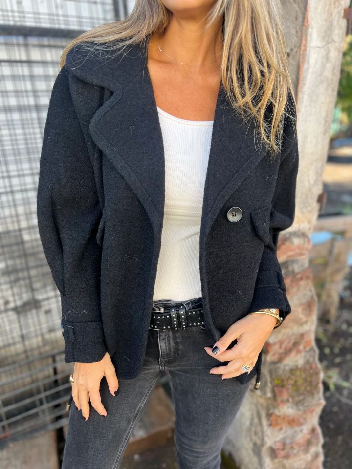 Damen Lässige Oversized-Jacke mit stylischem Kragen und Knopfverschluss Drune