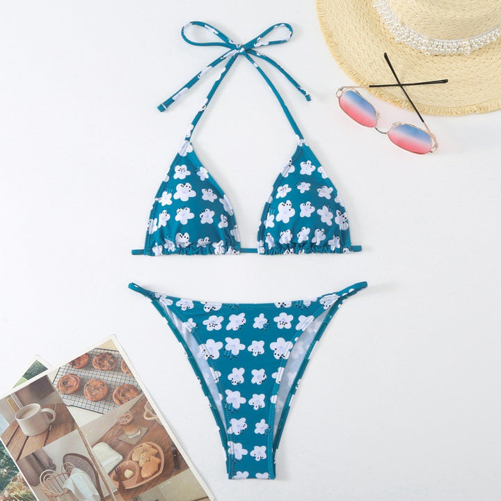 Damen Triangel-Bikini mit verspieltem floralem Design und verstellbaren Trägern Drune