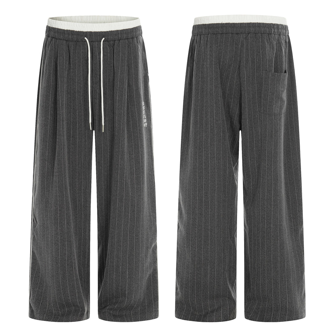 Damen Weite Pinstripe-Culotte-Hose mit elastischem Bund und Kordelzug Drune
