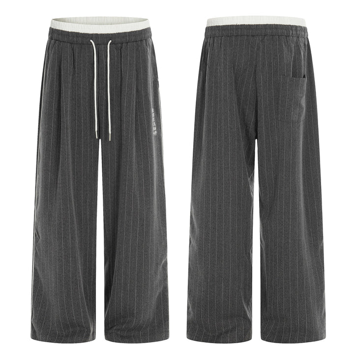 Damen Weite Pinstripe-Culotte-Hose mit elastischem Bund und Kordelzug Drune