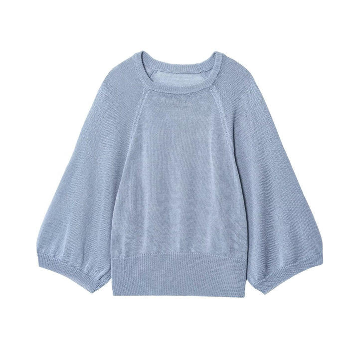 Damen lässiger Pullover mit überschnittenen Ärmeln und Rundhalsausschnitt Drune