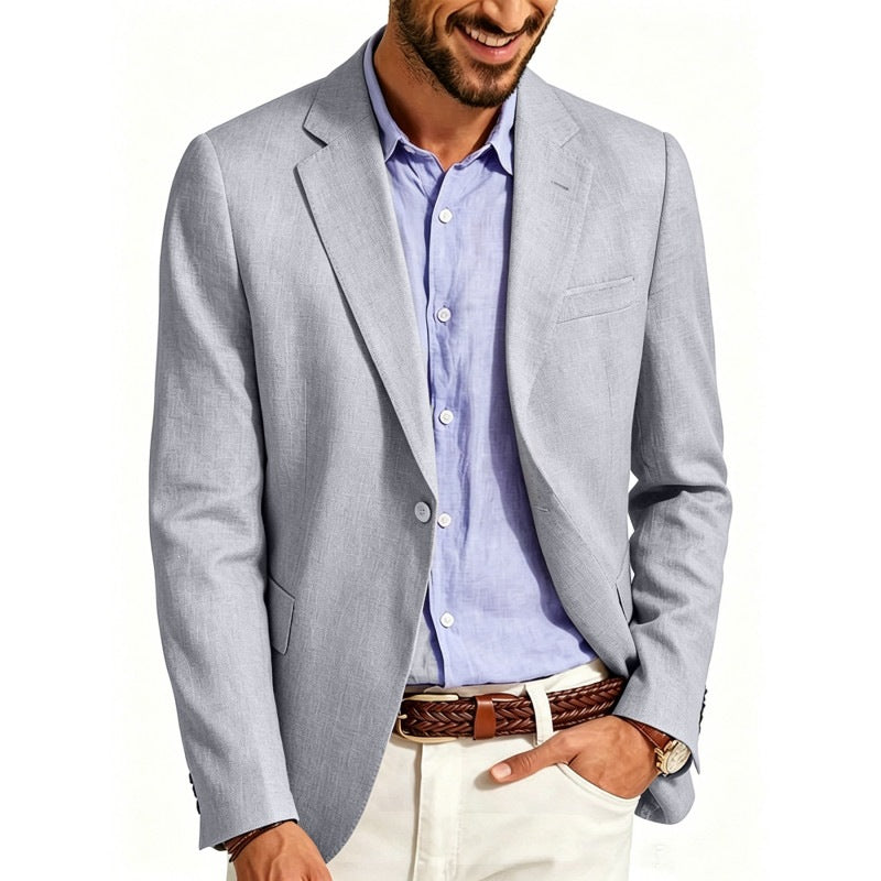 Herren Sommerliches Leinen-Blazer-Sakko mit atmungsaktivem Gewebe und taillierter Passform Drune