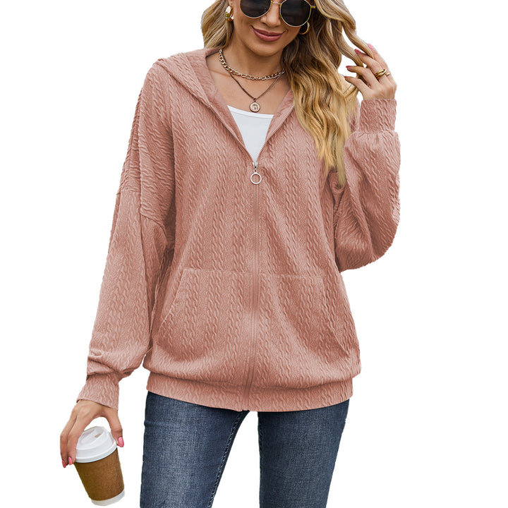 Damen Oversized Kapuzenpullover mit Strukturmuster und praktischen Taschen Drune