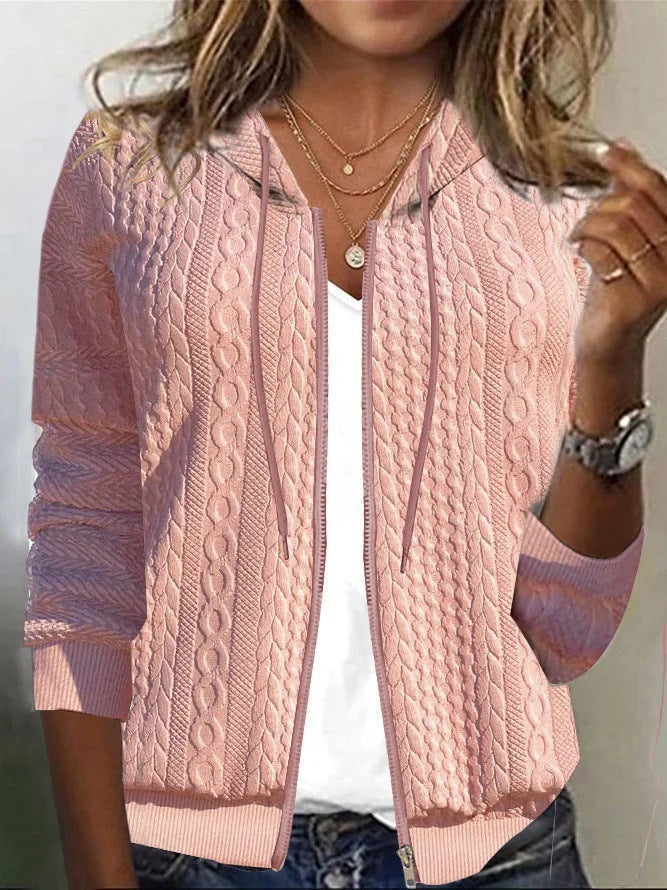 Damen Strickjacke mit Kapuze und strukturiertem Muster Drune