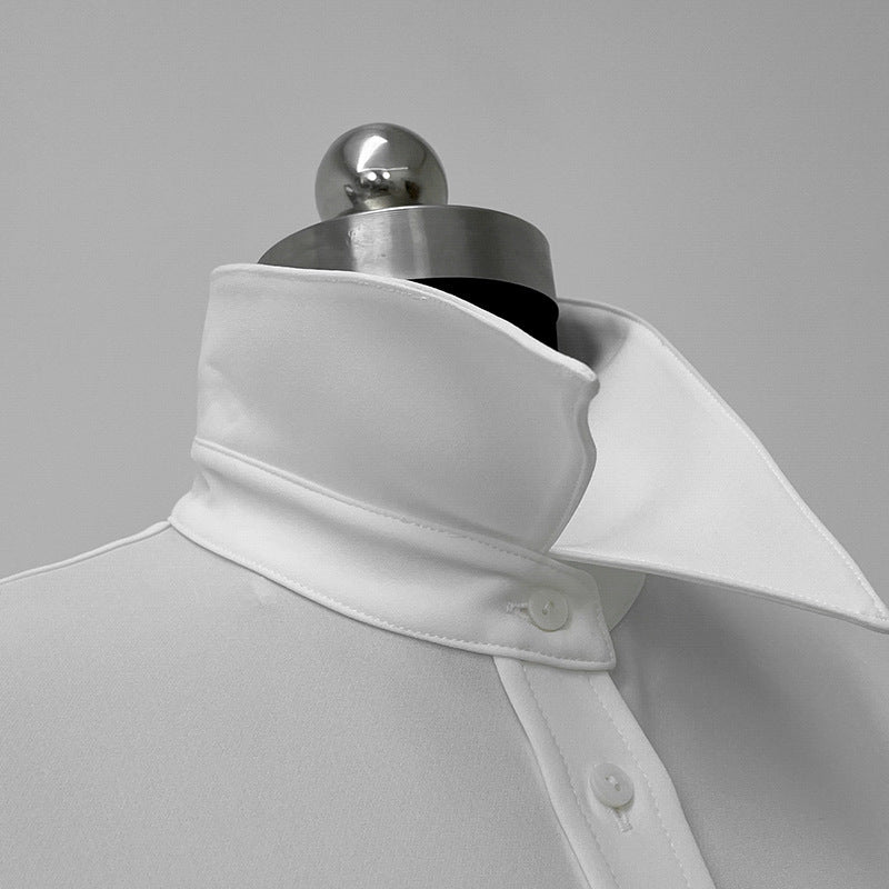 Damen Elegante Langarm Bluse mit Knopfleiste Drune