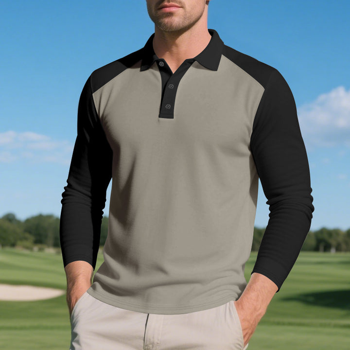 Herren nan langärmliges Raglan-Polo aus Funktionsjersey mit sportlicher Knopfleiste Drune