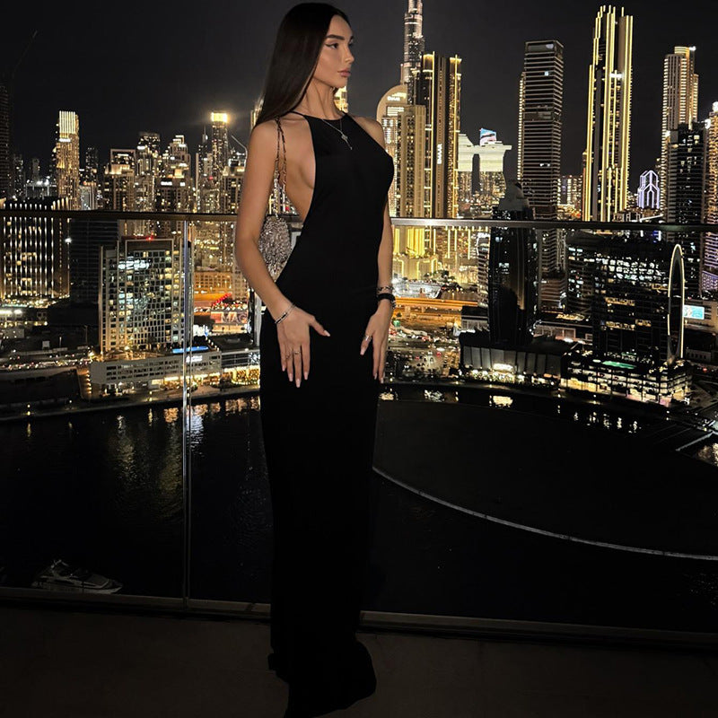Damen Skulpturaler Maxikleid im minimalistischen Design mit seitlichen Cut-Outs Drune