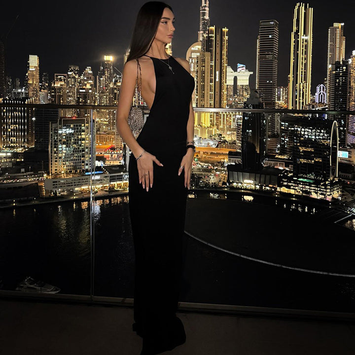 Damen Skulpturaler Maxikleid im minimalistischen Design mit seitlichen Cut-Outs Drune