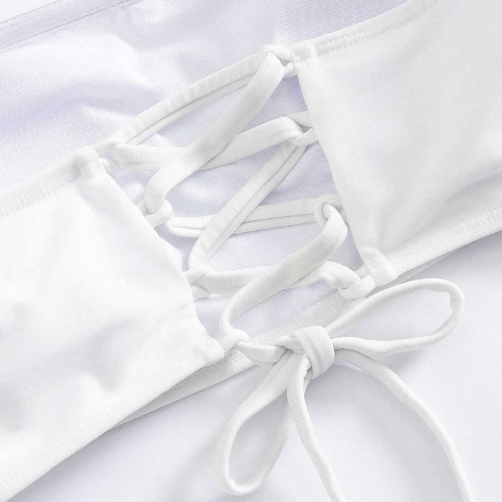 Damen Bikini-Set mit elegantem Bandeau-Oberteil und verspieltem Maxirock Drune
