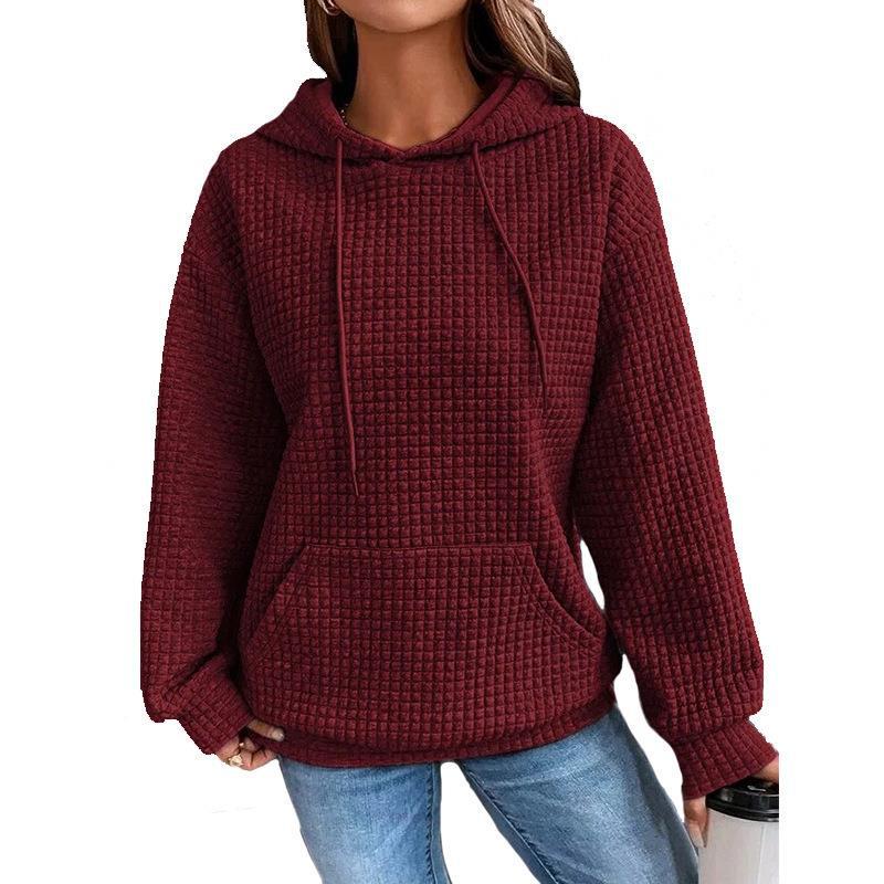 Damen lässiger Hoodie mit strukturierter Oberfläche und praktischer Kängurutasche Drune