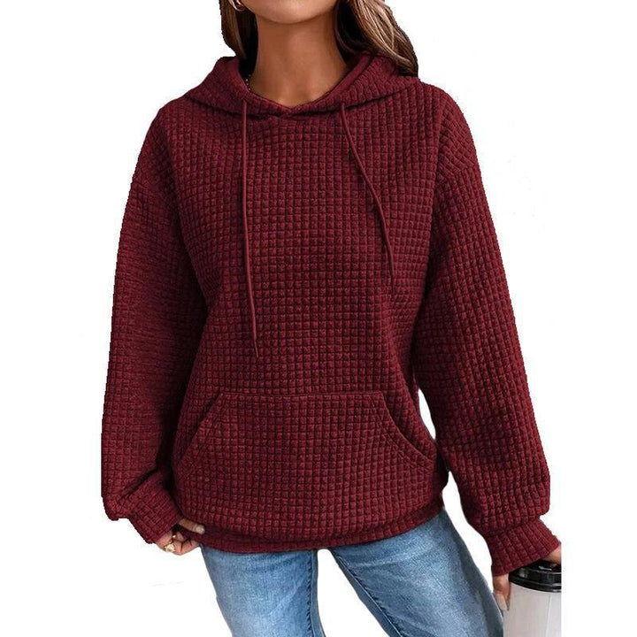 Damen lässiger Hoodie mit strukturierter Oberfläche und praktischer Kängurutasche Drune