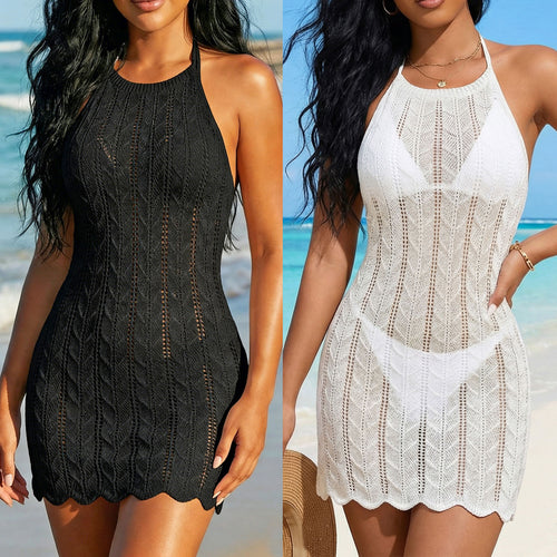 Damen gehäkeltes Strandkleid mit modischem V-Ausschnitt Drune