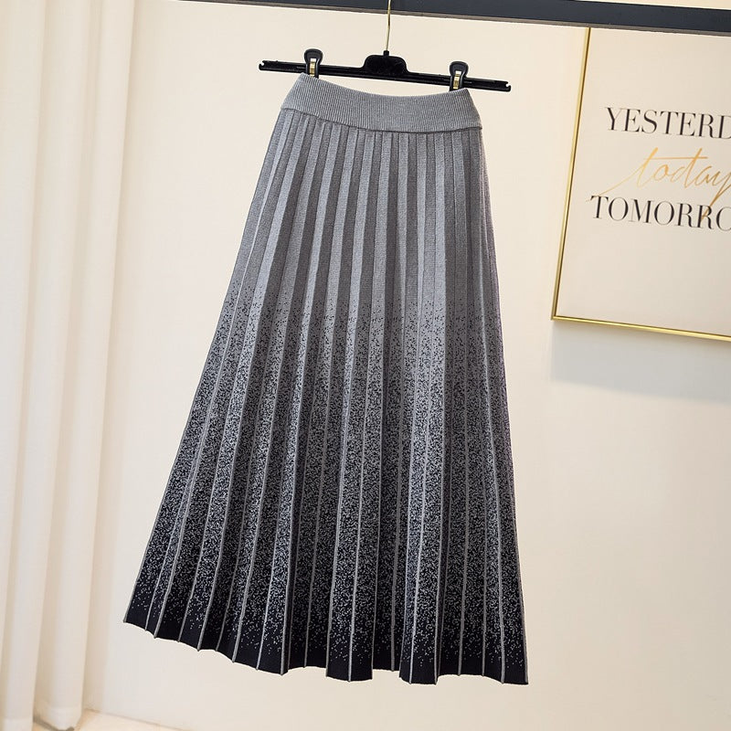 Damen Eleganter Plissee-Rock mit kontrastierenden Streifen Drune