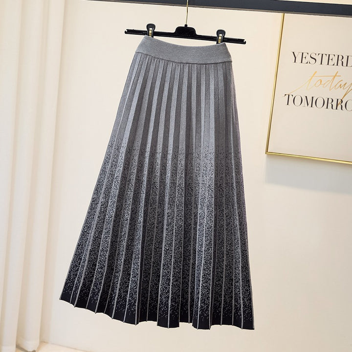 Damen Eleganter Plissee-Rock mit kontrastierenden Streifen Drune