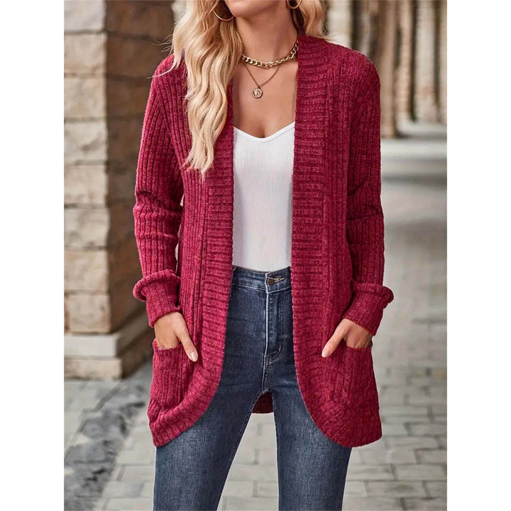 Damen Strickjacke mit langen Ärmeln und strukturiertem Design Drune