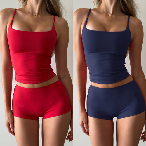 Damen Unterwäsche-Set mit Spaghettiträgern und bequemen Shorts Drune
