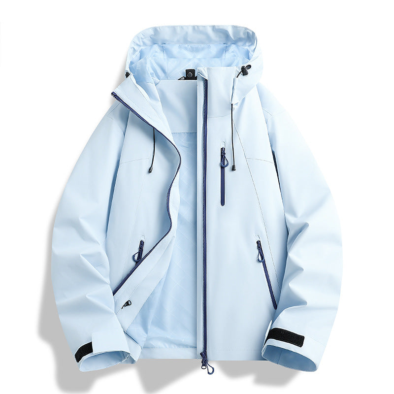 Damen Leichte wasserdichte Kapuzenjacke mit Teddy‑Charm und verdeckten Reißverschlusstaschen Drune
