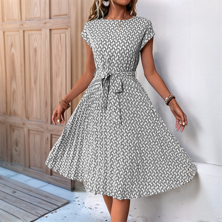 Damen Midikleid mit asymmetrischem Saum und dekorativem Bindegürtel Drune