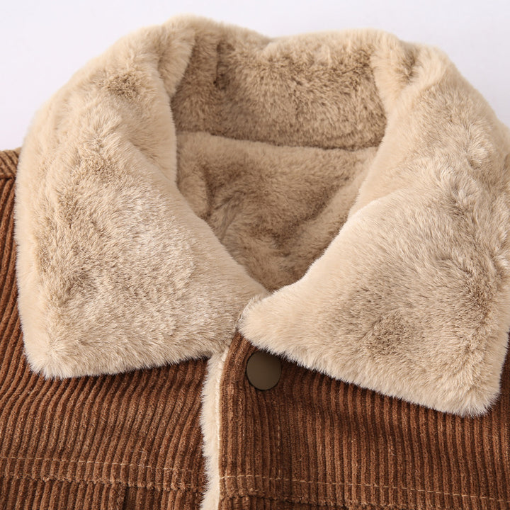 Herren Cordjacke mit Teddyfutter und Druckknopfverschluss Drune
