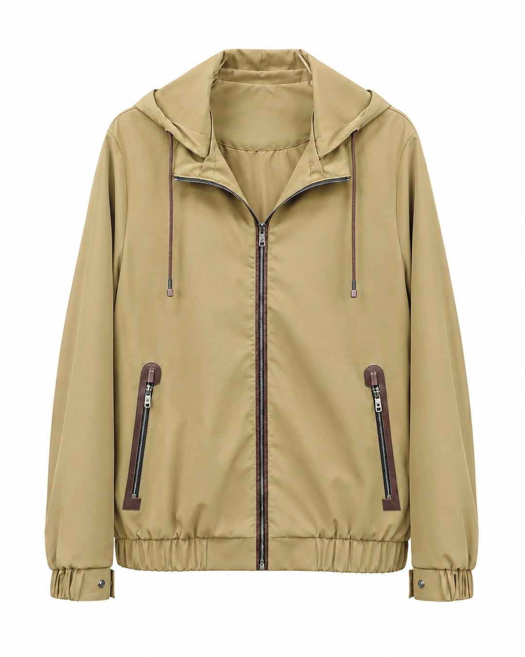 Herren Leichte Softshell‑Hoodiejacke mit wasserabweisender Außenlage, Lederapplikationen und Reißverschlusstaschen Drune