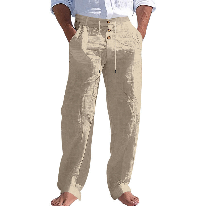 Herren lässige Hose mit hohem Bund und bequemen Taschen Drune