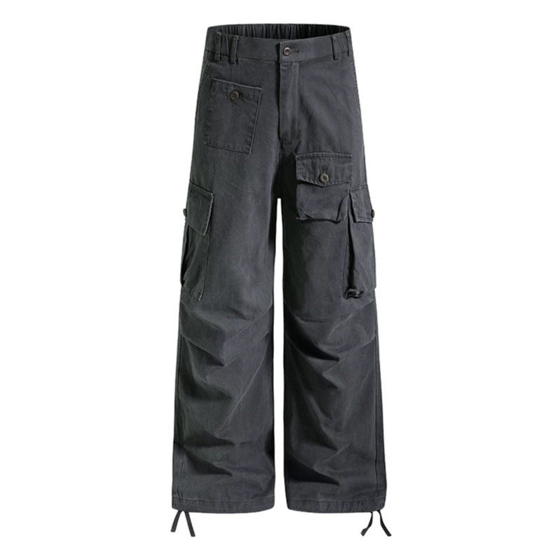 Damen weite Cargo-Hose im Utility-Stil mit Multifunktions-Taschen und Saum-Tunnelzug Drune