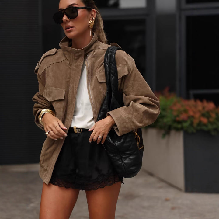 Damen Utility-Jacke mit Schulterklappen und praktischen Taschen Drune