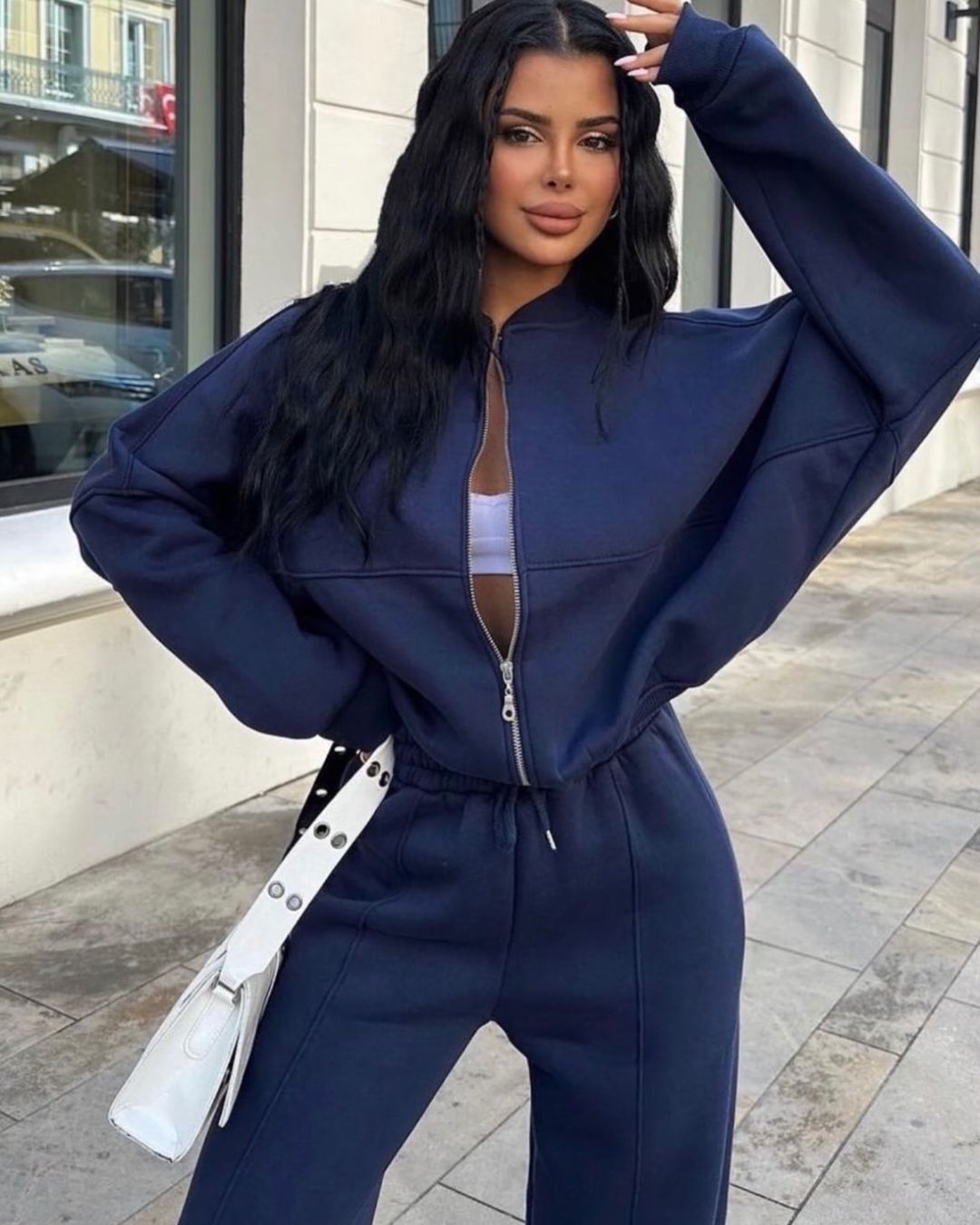 Damen Lässiges Zweiteiliges Lounge-Set mit weitem Oberteil und Flared Pants Drune
