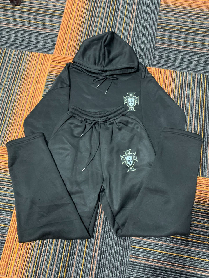 Unisex nan zweiteiliges Lounge-Set aus schwerer Baumwollmischung mit Kapuze und elastischem Bundhose Drune