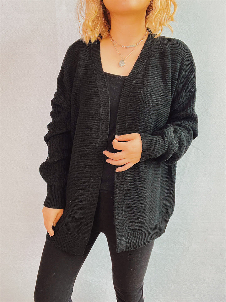Damen Strickjacke mit strukturiertem Häkelmuster und offenen Vorderteilen Drune