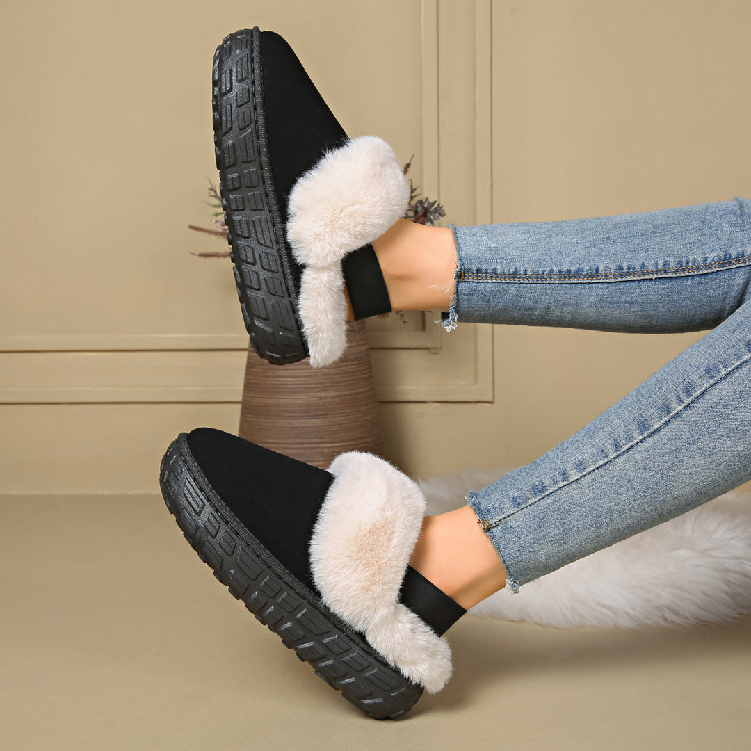 Damen Gefütterte Plateau‑Pantoffel Clogs mit elastischem Fersenriemen Drune