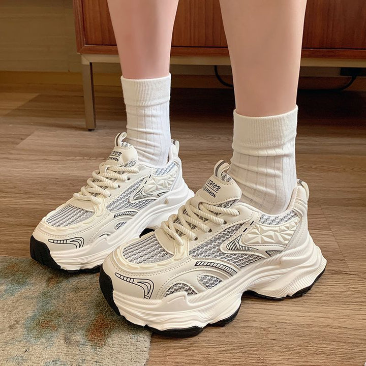 Damen Sportliche Chunky Sneakers mit atmungsaktiver Netzstruktur und dämpfender Sohle Drune