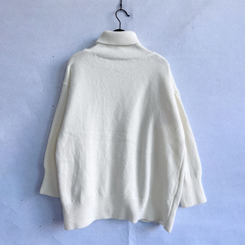 Drune | Einfarbiger Warmer Strickpullover Für Alltag